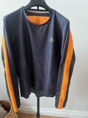 Adidas Y2K Long Sleeve Athletic Top Blue & Orange Mesh Panel Size M